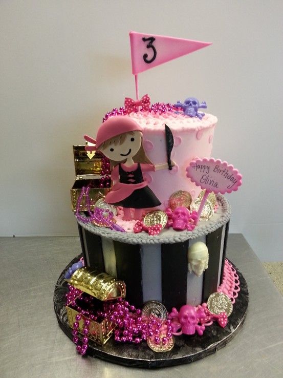 Pink Girl's Pirate Cake