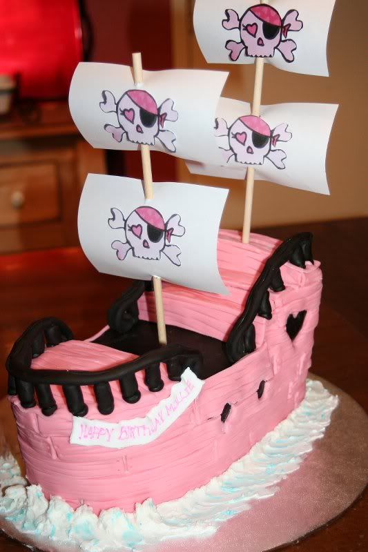 Pink Pirate Ship Cake