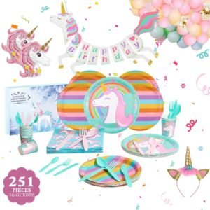 rainbow unicorn party supply set