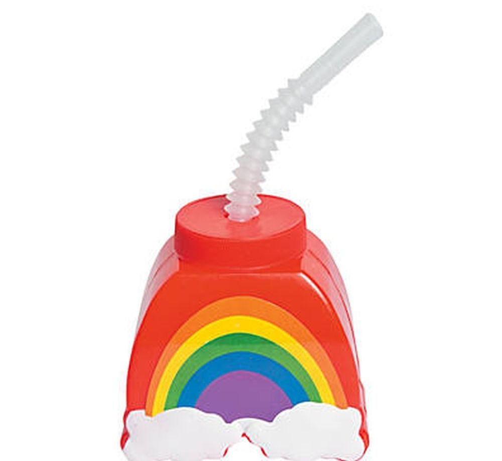 rainbow shaped cups with straw