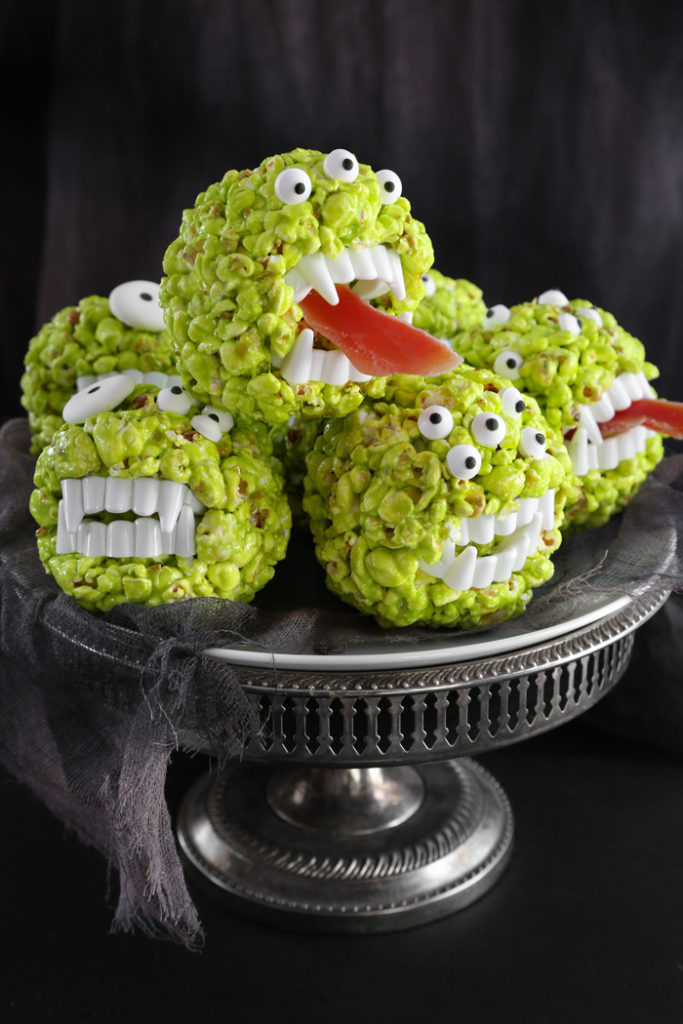 green Halloween Monster Popcorn Balls 