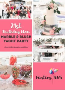 This 21st Birthday Party on a yacht is sure to inspire your next milestone birthday party! With a marble and blush theme, this party was filled with modern decorations and elegant details. | 21st Birthday Ideas | 21st Birthday Party Themes | 21st Birthday Party Decorations