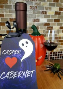 Do you need an easy DIY wine tag for a last minute Halloween Hostess Gift? We've got you covered with these downloadable Halloween Wine Tag Printables! Check out these funny wine tags for the perfect option! #Halloween #winetag #hostessgift #DIY #printable