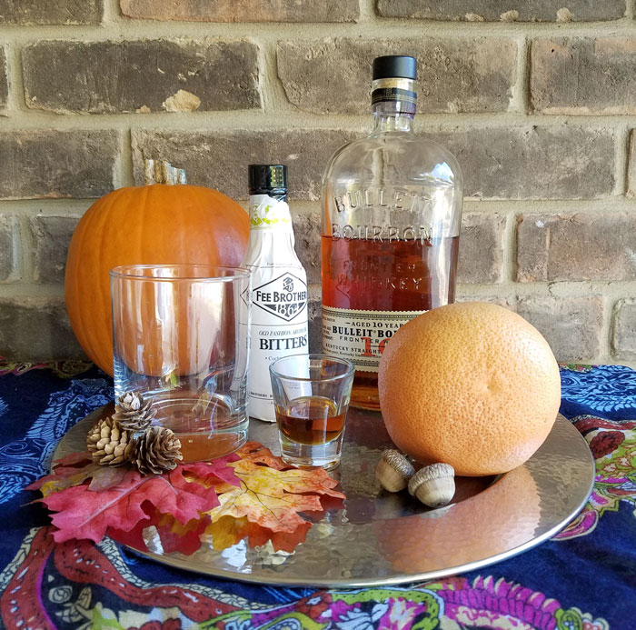 ingredients for maple old fashioned cocktail recipe for fall