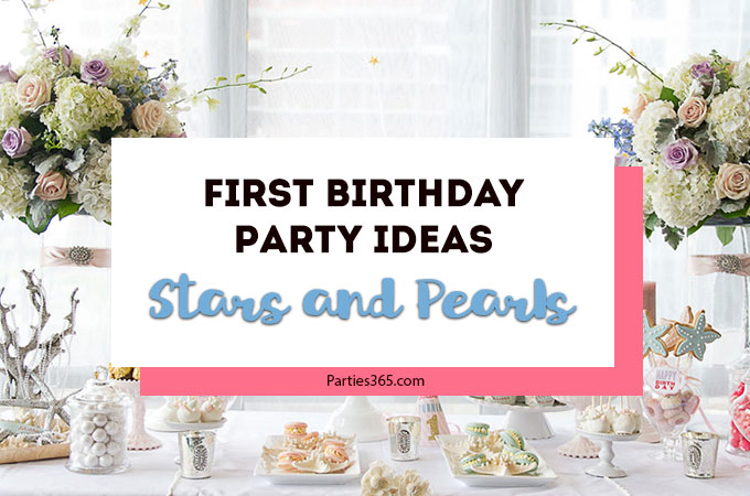 Looking for a sweet 1st Birthday Party theme for your little girl? This darling Stars and Pearls party featured pastels, shimmering pearls and floating flowers and has ideas for a cake, decorations and more! #1stBirthday #FirstBirthday #PartyTheme #Birthday #birthdaycake