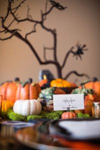 Looking for a fun and spooky Halloween Tablescape Ideas and Centerpieces? This Halloween table setting would be perfect for a dinner party or an everyday display. #Halloween #HalloweenDecor #Tablescape #Centerpiece #HalloweenParty #Parties365
