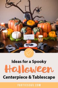Looking for fun and spooky Halloween Tablescape Ideas and Centerpieces? This Halloween table setting would be perfect for a dinner party or an everyday display. #Halloween #HalloweenDecor #Tablescape #Centerpiece #HalloweenParty #Parties365