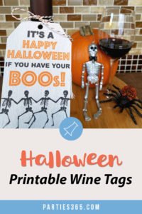 Do you need an easy DIY wine tag for a last minute Halloween Hostess Gift? We've got you covered with these downloadable Halloween Wine Tag Printables! Check out these funny wine tags for the perfect option! #Halloween #winetag #hostessgift #DIY #printable
