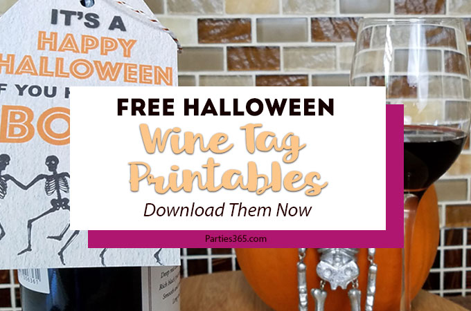 Do you need an easy DIY wine tag for a last minute Halloween Hostess Gift? We've got you covered with these downloadable Halloween Wine Tag Printables! Check out these funny wine tags for the perfect option! #Halloween #winetag #hostessgift #DIY #printable