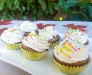 These Spice Cupcakes with Maple Pecan Cream Cheese Icing are divine and your Thanksgiving or fall party guests will agree! This homemade, easy fall cupcake can be topped with a liqueur infused icing or a kid friendly icing - find both in this recipe. #Thanksgiving #Thanksgivingrecipes #fallrecipes #holidaybaking #holidayrecipes #cupcakes