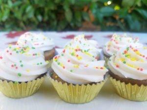 These Spice Cupcakes with Maple Pecan Cream Cheese Icing are divine and your Thanksgiving or fall party guests will agree! This homemade, easy fall cupcake can be topped with a liqueur infused icing or a kid friendly icing - find both in this recipe. #Thanksgiving #Thanksgivingrecipes #fallrecipes #holidaybaking #holidayrecipes #cupcakes