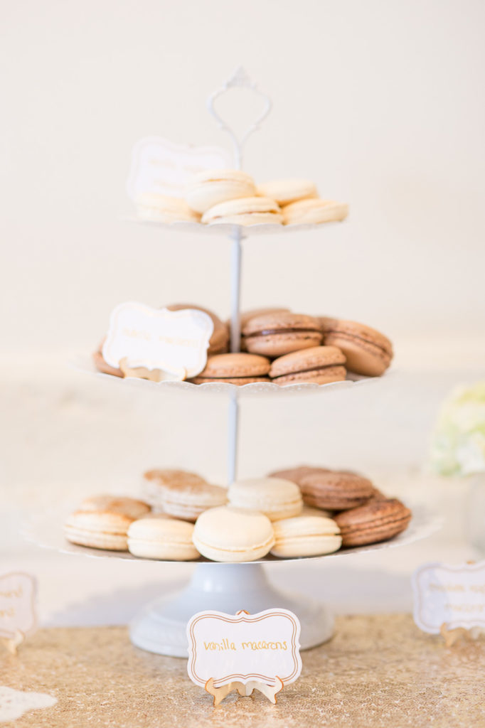tiered serving tray with macarons