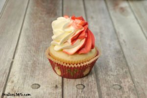 Looking for Christmas Cupcake ideas for the holidays? Our Holly Cupcake Recipe is a fancy dessert that's still easy to make! The cute fondant leaves and M&M berries really stand out on the candy cane inspired frosting. Click for the full recipe! #holidaybaking #holidayrecipes #Christmas