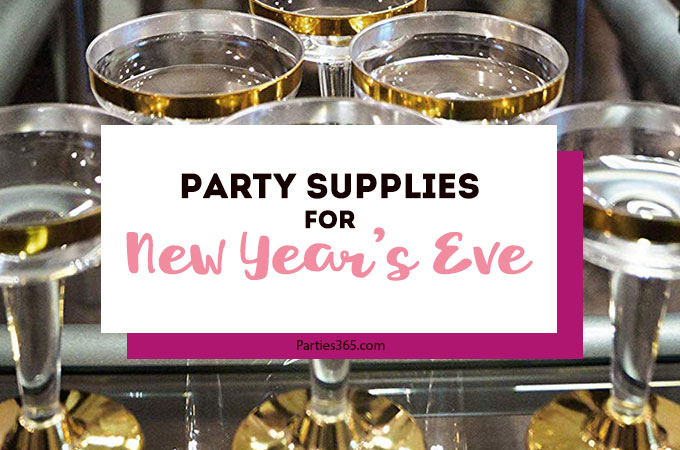 Looking for decorations, ideas and party supplies for a New Year's Eve or New Year's Day party? We have the best tableware, balloons, photo props and more! #newyears #2019 #newyearseve #partysupplies