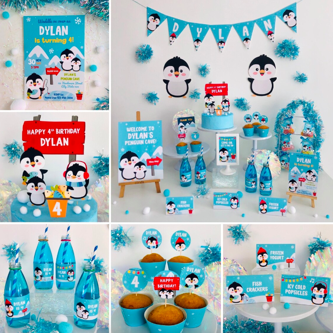 penguin party printables and decor