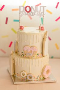 A donut themed party is a sweet idea for a 1st birthday, baby shower or girls birthday party! Check out this Donut Grow Up party for some decorations, food, cake and other theme ideas! #firstbirthday #donuts #donutparty #birthday