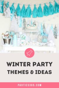 Winter is a great time to throw a birthday party or baby shower and we have the perfect theme and decorations for you! Here are 9 ideas for winter parties for kids and for adults! #winterparty #partytheme #winter