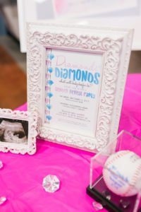 Want a fun and creative gender reveal theme for your party? How about a Diamonds (baseball) or Diamonds (jewel) party? This Home Run gender reveal with exploding baseball is a unique way to share your big news! #genderreveal #babyshower #partysupplies #baseball