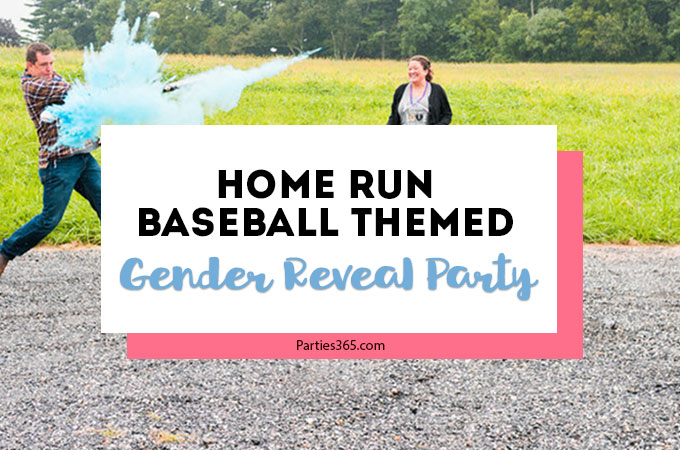 Want a fun and creative gender reveal theme for your party? How about a Diamonds (baseball) or Diamonds (jewel) party? This Home Run gender reveal with exploding baseball is a unique way to share your big news! #genderreveal #babyshower #partysupplies #baseball