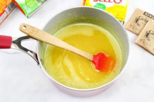 You will see clumps of gelatin/Jello, and that’s okay.