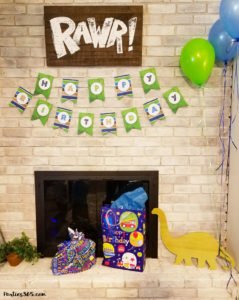 Looking for ideas for an awesome Dinosaur Birthday Party for boys? This DIY party is full of easy decorations, games, favors, food, invitations and printables to make your dino party a success! #dinosaur #printables #birthday #partyideas