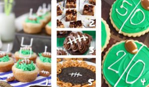 Ready to kickoff your Super Bowl or football themed party and need food, dessert and drink ideas? Whether you're hosting a tailgating or a birthday party we have 25 appetizers, main dishes, desserts and drinks (for kids and adults) that your guests will cheer for! #football #superbowl #partyfood #birthday #drinks