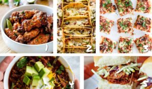 Ready to kickoff your Super Bowl or football themed party and need food, dessert and drink ideas? Whether you're hosting a tailgating or a birthday party we have 25 appetizers, main dishes, desserts and drinks (for kids and adults) that your guests will cheer for! #football #superbowl #partyfood #birthday #drinks