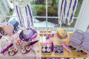 This sweet Dream Catcher themed girl's Valentine's Day Party for kids is full of cute ideas for decorations, desserts, balloons and more! The lovely Galentine's Day tablesetting is playful and fun and will inspire your classroom, home or friends party! #Valentines #ValentinesDay #PartyIdeas #partysupplies #Galentines