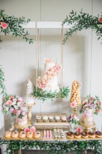 Spring and summer are wonderful times of year to throw a birthday party or shower and this dessert table is your inspiration for an elegant enchanted garden party! With so many ideas for decorations, food, flowers, desserts and cake, this indoor garden party is a must see! #gardenparty #spring #summer #partyideas