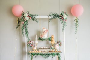 Spring and summer are wonderful times of year to throw a birthday party or shower and this dessert table is your inspiration for an elegant enchanted garden party! With so many ideas for decorations, food, flowers, desserts and cake, this indoor garden party is a must see! #gardenparty #spring #summer #partyideas
