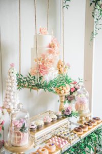 Spring and summer are wonderful times of year to throw a birthday party or shower and this dessert table is your inspiration for an elegant enchanted garden party! With so many ideas for decorations, food, flowers, desserts and cake, this indoor garden party is a must see! #gardenparty #spring #summer #partyideas