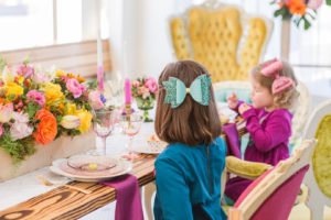 Creative ideas and inspiration for a modern geometric spring birthday party for girls! This colorful kids party full of bright decor, cake and flowers is the perfect theme for fun! #geometric #birthday #springparty #kidsparty