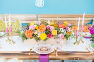 Creative ideas and inspiration for a modern geometric spring birthday party for girls! This colorful kids party full of bright decor, cake and flowers is the perfect theme for fun! #geometric #birthday #springparty #kidsparty