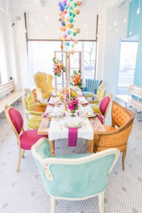 Creative ideas and inspiration for a modern geometric spring birthday party for girls! This colorful kids party full of bright decor, cake and flowers is the perfect theme for fun! #geometric #birthday #springparty #kidsparty