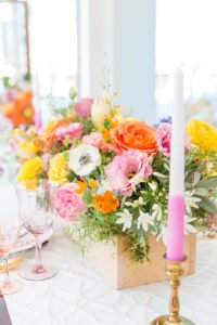 Creative ideas and inspiration for a modern geometric spring birthday party for girls! This colorful kids party full of bright decor, cake and flowers is the perfect theme for fun! #geometric #birthday #springparty #kidsparty