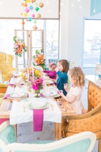 Creative ideas and inspiration for a modern geometric spring birthday party for girls! This colorful kids party full of bright decor, cake and flowers is the perfect theme for fun! #geometric #birthday #springparty #kidsparty