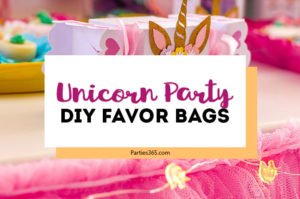 Throwing a girls unicorn party and want a cute idea for a DIY favor bag? This free printable template and tutorial for unicorn goody bags is perfect for kids birthdays or showers! #unicorns #unicornparty #printable #favors