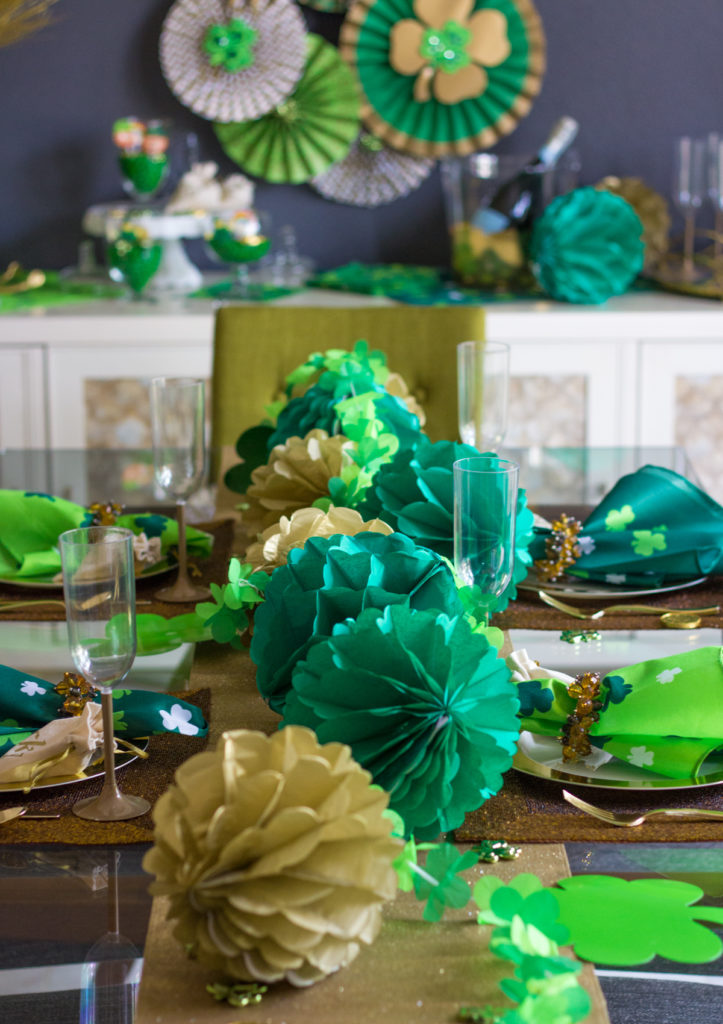 St. Patrick's Day centerpiece ideas with paper honeycombs