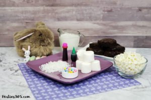 Want a fun Easter dessert idea for the kids or your desserts table? This easy homemade Easter Bunny Brownie Trifle with White Chocolate Mousse Recipe is cute, creative and delicious! #Easter #Easterrecipe #Easterdessert