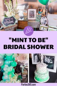 Planning a bridal shower and looking for ideas for fun, yet simple themes? How about an elegant "Mint to Be" theme in beautiful greens?! Perfect for spring or summer, check out these pictures for decorations, games, favors, table ideas and more! #bridalshower #mint #bridalshowertheme