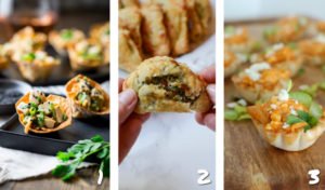 Mini appetizers are an easy way to feed a crowd of kids or adults at your next party! We have 20 bite size recipe ideas for chicken, vegetarian, sweet, or manly finger foods! #appetizers #bites #partyfood