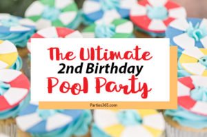 Need ideas for a toddler birthday party theme this summer? Check out this adorable 2 year old birthday pool party for 4 friends turning two! Perfect for kids, it's full of ideas for decorations, cake, food and the primary colors work great for girls or boys! #poolparty #summerfun #birthdayparty #twoyearsold #partyideas