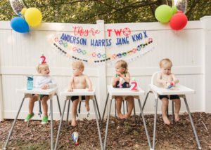 Need ideas for a toddler birthday party theme this summer? Check out this adorable 2 year old birthday pool party for 4 friends turning two! Perfect for kids, it's full of ideas for decorations, cake, food and the primary colors work great for girls or boys! #poolparty #summerfun #birthdayparty #twoyearsold #partyideas