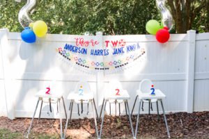 Need ideas for a toddler birthday party theme this summer? Check out this adorable 2 year old birthday pool party for 4 friends turning two! Perfect for kids, it's full of ideas for decorations, cake, food and the primary colors work great for girls or boys! #poolparty #summerfun #birthdayparty #twoyearsold #partyideas