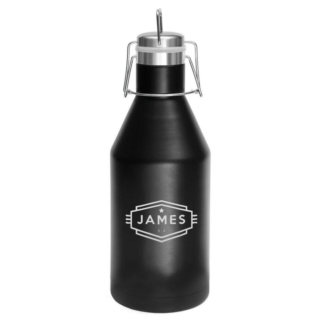 black matte personalized beer growler gift idea for him