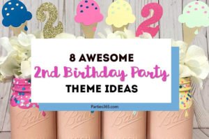 Planning a 2nd Birthday Party and need ideas for themes? We've got you covered with 8 party themes that will work for a girl or a boy! Check out all of our cake, shirt and invitation ideas along with plenty of pictures and decorations to inspire your second birthday celebration! #2ndbirthday #partyideas #partysupplies #secondbirthday #partythemes