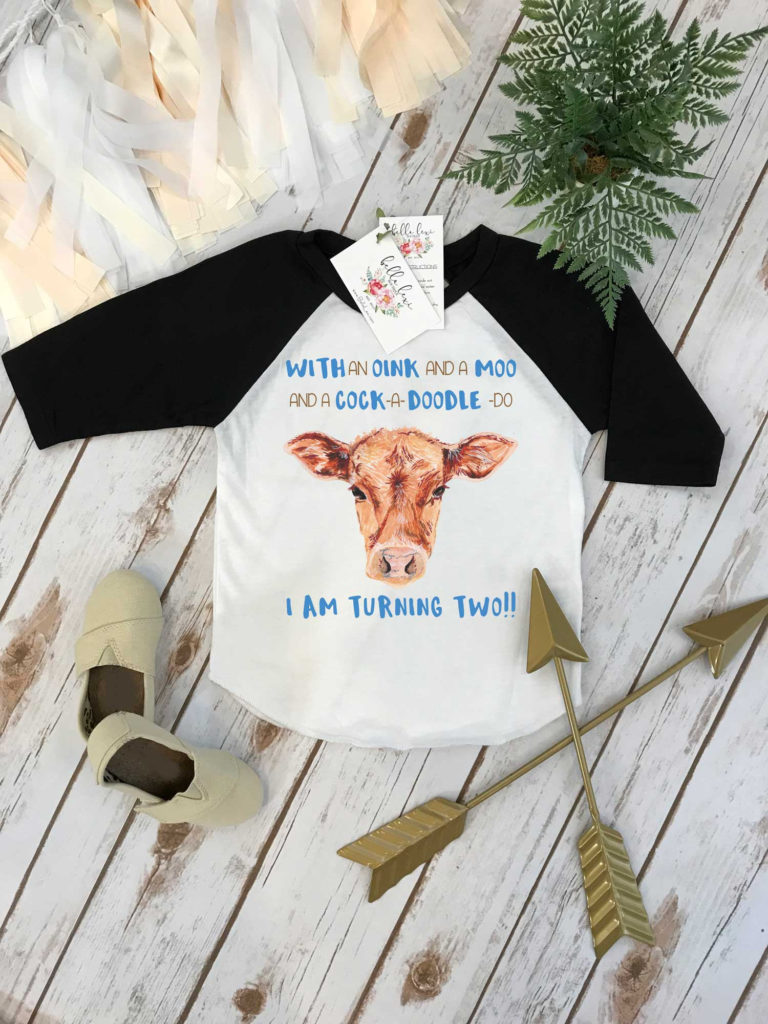 2nd birthday customizable shirt with cow
