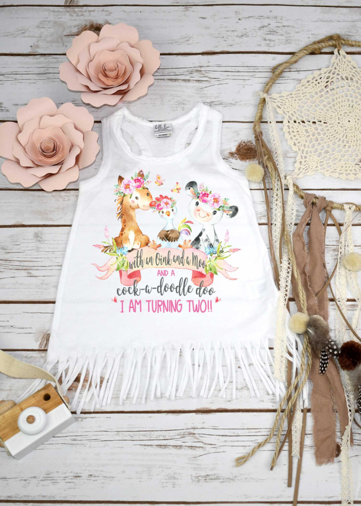 2nd birthday customizable shirt with cow and horse for girl
