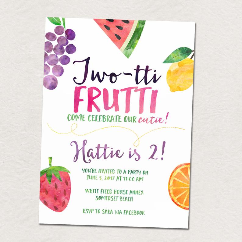 twotti frutti 2nd birthday invitation