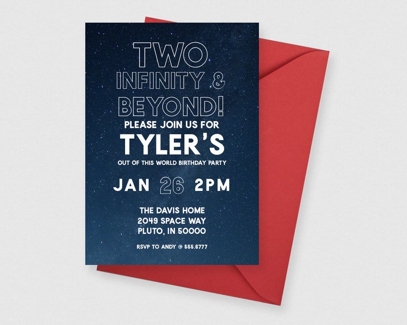 toy story themed 2nd birthday party invitation 
